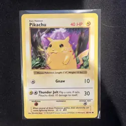 Pokemon Pikachu Card Yellow Cheeks Shadowless 58/102 Base Set Rare - Image 1