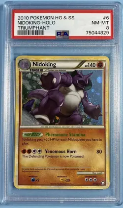 Nidoking 6/102 Triumphant Holo Pokemon Card 2010 HG SS - PSA 8 NM/MINT - Image 1