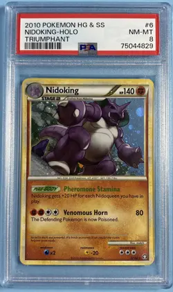 Nidoking 6/102 Triumphant Holo Pokemon Card 2010 HG SS - PSA 8 NM/MINT - Image 5