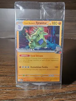 Team Rocket's Tyranitar 096/182 Sealed Promo Card  | Pokemon Center Stamp - Image 2
