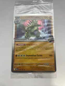 Team Rocket's Tyranitar 096/182 Sealed Promo Card  | Pokemon Center Stamp - Image 1