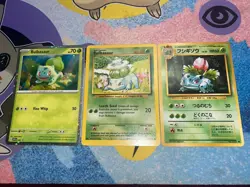Pokémon TCG Bulbasaur Cosmo Holo Promo+base & Ivysaur Japanese X3 Card Lot NM/LP - Image 1