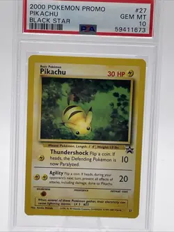 PSA 10 GEM MINT Pikachu Black Star Promo 2000 #27 Pokemon Card - Image 1