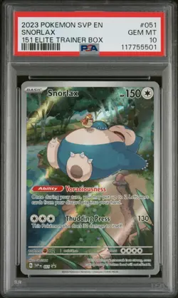 Snorlax #051 2023 Pokemon Scarlet & Violet 151 ETB Black Star Promo PSA 10 Gem! - Image 1