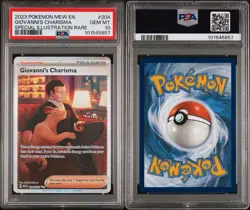 2023 POKEMON MEW EN 204/165 GIOVANNI'S CHARISMA SPECIAL ILLUSTRATION RARE PSA 10 - Image 3