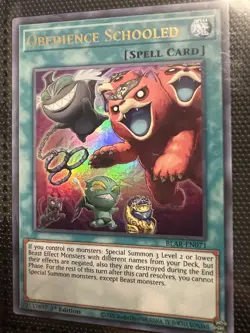 Yugioh! 3x Obedience Schooled BLAR-EN071. Ultra Rare. 1st Ed. Near Mint.  - Image 2
