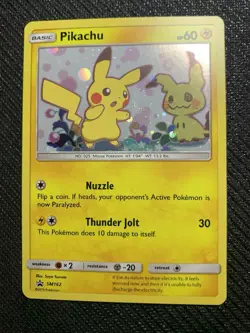 PokÃ©mon 2019 Pikachu SM162 Sun & Moon Black Star Promo Holo Card TCG - Image 1