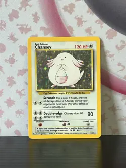Pokemon TCG Chansey 003/102 Base Set Original Holo Rare Card WOTC 1999 MP - Image 1