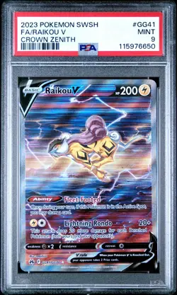 Pokemon TCG: Raikou V - GG41/GG70 - Crown Zenith Galarian Gallery - PSA 9 - Image 1