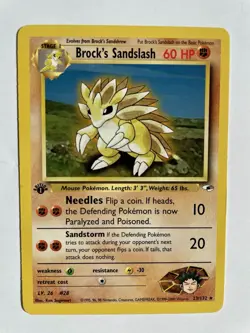 Pokemon Card 2000 Gym Heroes Set Brock's Sandslash 23/132 1st Edition NM-Mint - Image 1