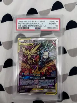 Pokemon Moltres Zapdos Articuno GX Hidden Fates Black Star Promo SM210 PSA 10 - Image 1