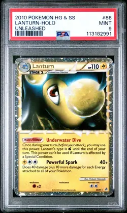 2010 POKEMON UNLEASHED LANTURN PRIME #86 ULTRA RARE PSA 9 MINT #113182991 - Image 1