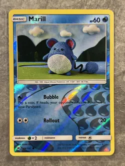 Marill YARN 34/147 Pokemon TCG Sm-Burning Shadows Reverse Holo (Near Mint) - Image 1