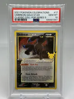 2021 Pokemon SWSH Celebrations Umbreon Classic Collection #17/17 PSA 10 - Image 1