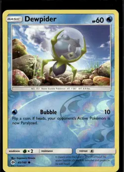 Pokemon Dewpider 45/149 Sun Moon Base Set Reverse Holo Common 2 Card Lot - Image 1