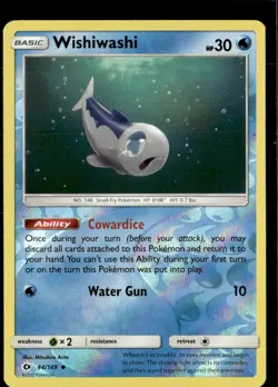 Pokemon Wishiwashi 44/149 Sun Moon Base Set Reverse Holo Uncommon 2 Card Lot - Image 1