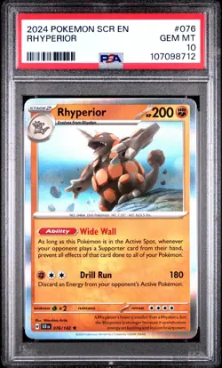 Pokemon Scarlet & Violet Stellar Crown Rhyperior Holo 076/142 PSA 10 GEM MINT - Image 1