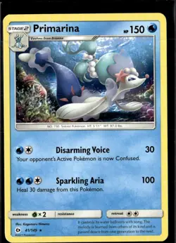Pokemon Primarina 41/149 Sun Moon Base Set Non Holo Rare 3 Card Lot - Image 1