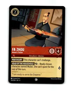 Disney Lorcana Fa Zhou Mulan's Father Trading Card 105/204 - Image 1