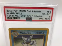 2000 POKEMON GAME PROMO Trading Card WARTORTLE #63/130 WIZARD GOLD STAMP PSA 6 - Image 3