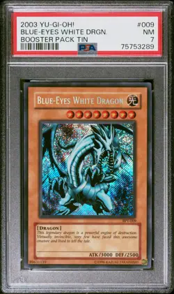 2003 YUGIOH BPT-009 BLUE-EYES WHITE DRAGON SECRET RARE PSA 7 NM #75753289 - Image 1
