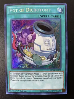 Yugioh! Pot of Dichotomy MP14-EN172 Secret Rare 1st Edition Near Mint - Image 1