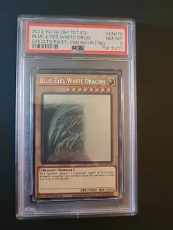 2022 YU-GI-OH! 1ST EDITION #EN175 BLUE-EYES WHITE DRAGON - Ghost Rare - PSA 8 - Image 2
