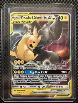 Pikachu & Zekrom GX Holo Card 33/181 Team Up Series, Near Mint Condition - Image 1