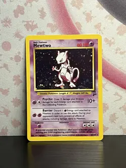 Pokemon TCG Mewtwo 10/130  Base Set 2 Holo Rare Vintage Card WOTC 2000 LP - Image 1