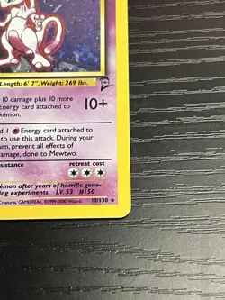 Pokemon TCG Mewtwo 10/130  Base Set 2 Holo Rare Vintage Card WOTC 2000 LP - Image 5