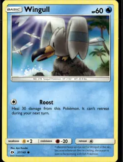 Pokemon Wingull 37/149 Sun Moon Base Set Non Holo Common 5 Card Lot - Image 1