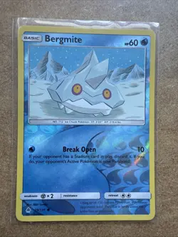 REVERSE HOLO Pokemon Sun Moon Forbidden Light Card Bergmite 29/131 - Image 1