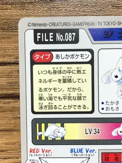 Pokemon Carddass Card Dewgong File No.87 Bandai Pocket Monsters 1997 Japan - Image 15