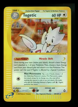 #2 Togetic 39/147 Aquapolis 2002 Reverse Holo Rare Pokemon Card TCG - Image 1