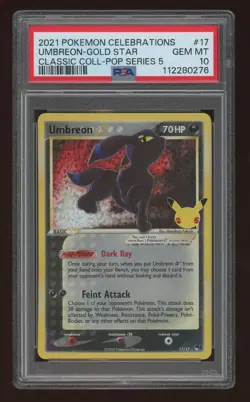 2021 Pokemon Celebrations  Umbreon Gold Star 17/17 Classic Collection PSA 10 - Image 1