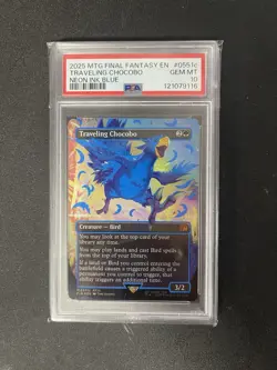 PSA 10 Gem Mint - Traveling Chocobo #551c Borderless Neon Ink Blue - MTG - Image 1
