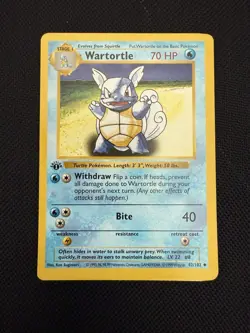 Pokemon Wartortle 42/102 1st Edition Shadowless Base Set Card Unplayed NM LOOK! - Image 1