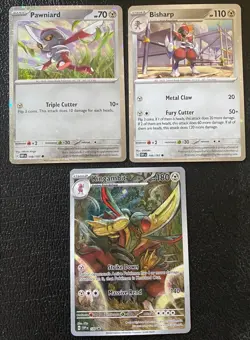Kingambit SVP130, Pawniard 148/197, Bisharp 149/147 - 3 card promo holo lot - Image 1