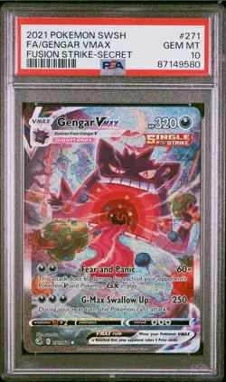 Pokémon Gengar VMAX Fusion Strike Holo Card 271/264 PSA 10 Secret Rare - Image 1