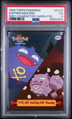 1999 TOPPS POKEMON SER 1 CHARACTER CARDS FOIL #TV13 KOFFING/WEEZING PSA 5 - Image 3