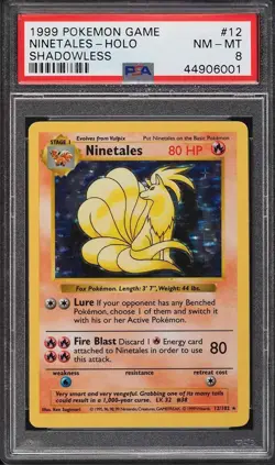 PSA 8 Ninetales Shadowless Holo Rare Base Set 1999 Pokemon Card #12 - Image 1