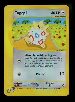 Togepi 114/147 Aquapolis 2002 Reverse Holo Pokemon Card TCG - Image 1