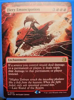 MTG Fiery Emancipation - Wilds of Eldraine R 0042 - MiNT Pack Fresh - Image 1