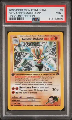 2000 POKEMON GYM CHALLENGE HOLO-1ST ED #6 GIOVANNI'S MACHAMP PSA 9 - Image 1