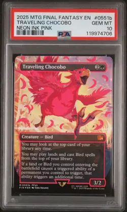2025 MTG FINAL FANTASY COLORFUL CHOCOBOS-NEON INK PINK TRAVELING CHOCOBO PSA 10 - Image 3