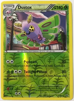 POKEMON DUSTOX 7/108 XY ROARING SKIES UNCOMMON REVERSE HOLO NEAR MINT - Image 1