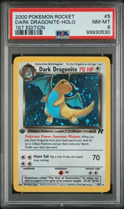 2000 POKEMON ROCKET 1ST EDITION #5 DARK DRAGONITE-HOLO PSA 8 - Image 3