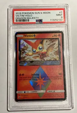Victini Holo PSA 9 MINT 2018 Pokemon Sun & Moon Dragon Majesty #7/70 Rare - Image 1