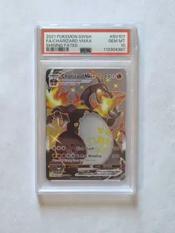 PSA 10 GEM MINT Charizard VMax Shining Fates SV107/SV122  Pokemon Card - Image 1