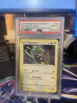 Pokemon TCG Rayquaza Holo Sword & Shield Crown Zenith Promo Card SWSH029 PSA 8 - Image 1
